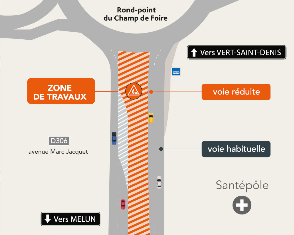 Infographie sur le réduction de voie sur la RD306